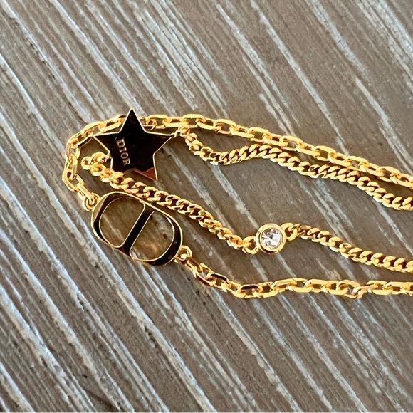 Dior Petit CD Crystal Star Charm Double Chain Bracelet - Picture 5 of 16